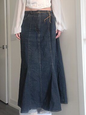 Vintage Flare Maxi Denim Long Skirts